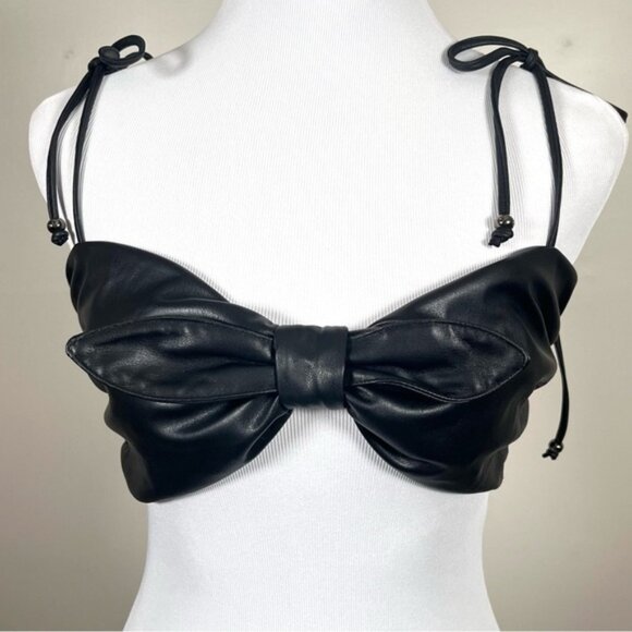Anthropologie Pilcro Black Faux Leather Bustier Top Small - Picture 2 of 13